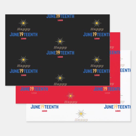 19. Juni Wrapping Paper Flat Sheet Set von 3 Geschenkpapier Set (Set)