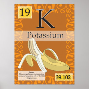 19. Kalium (K) Periodische Tabelle der Elemente Poster