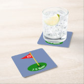 19. Loch und Ihr Text Rechteckiger Pappuntersetzer (Vor Ort)