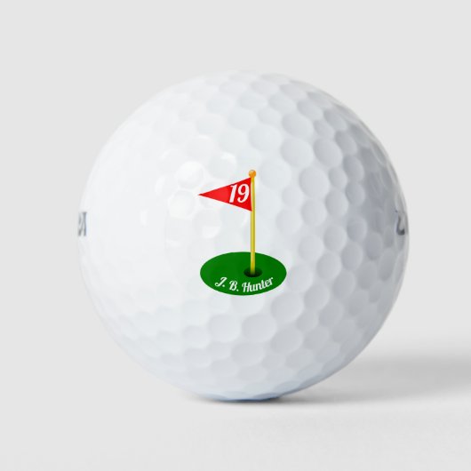 19. Loch und Text Golfball (Vorderseite)