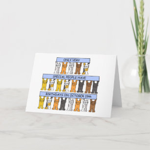 19. Oktober Geburtstag Cartoon Katzen Karte