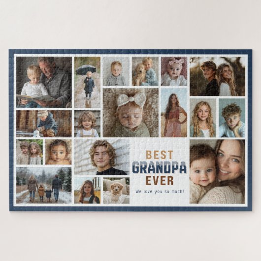 19 Photo Collage Best Grandpa Ever Puzzle (Horizontal)
