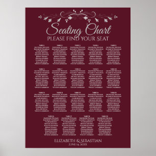 19 Tabelle Elegant Burgundy Hochzeitstabelle Poster