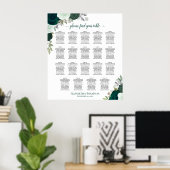 19 Tabelle Emerald Floral Chic Hochzeitsdiagramm Poster (Heimbüro)