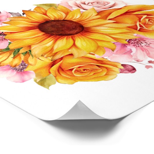 19 Tabelle Gelb Rosa Blumenübersicht Poster (Ecke)