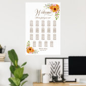 19 Tabelle Gelb Rosa Blumenübersicht Poster (Heimbüro)