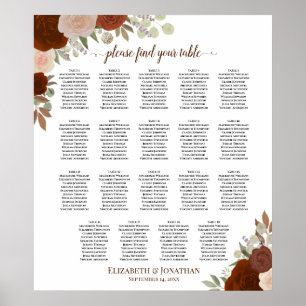 19 Tabelle Orange Fall Blumenzwiebelkarte Poster