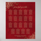 19 Tabelle Rot & Gold Frills Hochzeitstabelle Poster (Vorne)