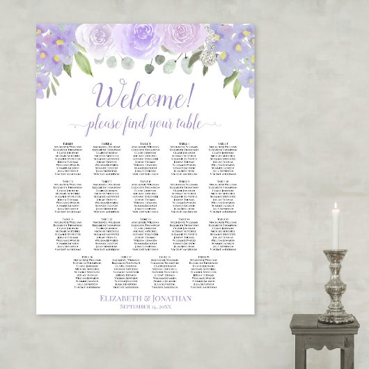 19 Tabelle Tischlavender Floral Hochzeitskarte Poster