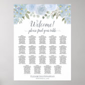19 Tafelblau-Rose Boho Chic Seating Chart Poster (Vorne)