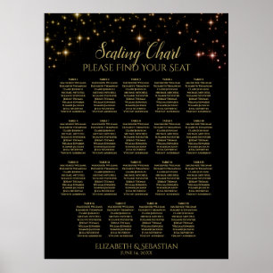 19 Tafelgoldfarben - Schwarze Hochzeitsskala für G Poster