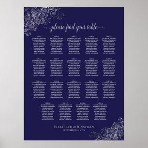 19 Tafelsilber auf Seekarte für Hochzeiten in Navy Poster