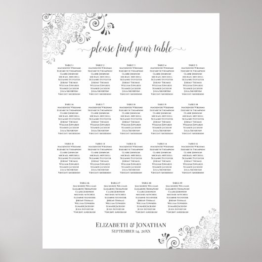 19 Tafelsilber für Hochzeitssitze weiß Poster (Vorne)