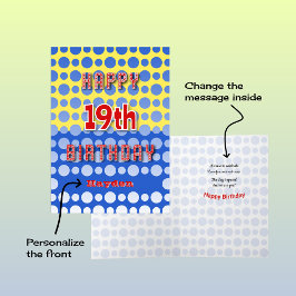 19 th Birthday add name circles pattern Karte