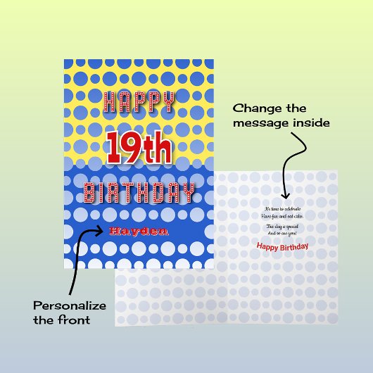 19 th Birthday add name circles pattern Karte