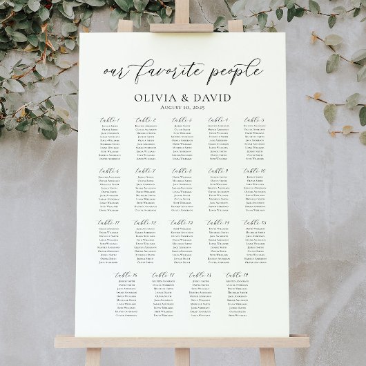 19 Tische Sitzplan Unserer Lieblingsmenschen Poster