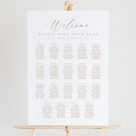 19 Tische Willkommens-Sitzplan Poster