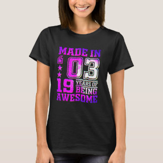 19 Year Old Girl  For 19th Birthday Girl Born In 2 T-Shirt