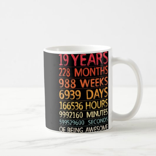 19 Years 228 Months 988 Weeks Birthday Ninteenth 1 Kaffeetasse (Rechts)