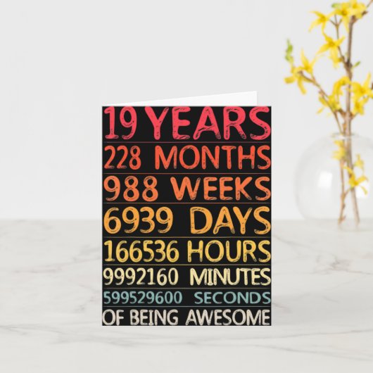 19 Years 228 Months 988 Weeks Birthday Ninteenth 1 Karte (Gelbe Blume)
