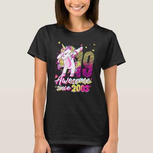 19 Years Old Unicorn Dabbing 19th Birthday Unicorn T-Shirt (Vorderseite)