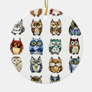 19Owls und 1Cat Keramikornament