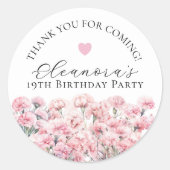 19th Birthday January Birth Flower Custom Favor Runder Aufkleber (Vorderseite)