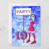 19th Birthday party sign board invitation Einladung (Vorderseite)