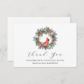 19th Birthday Red Cardinal Wreath Custom Flat Dankeskarte (Vorne/Hinten)