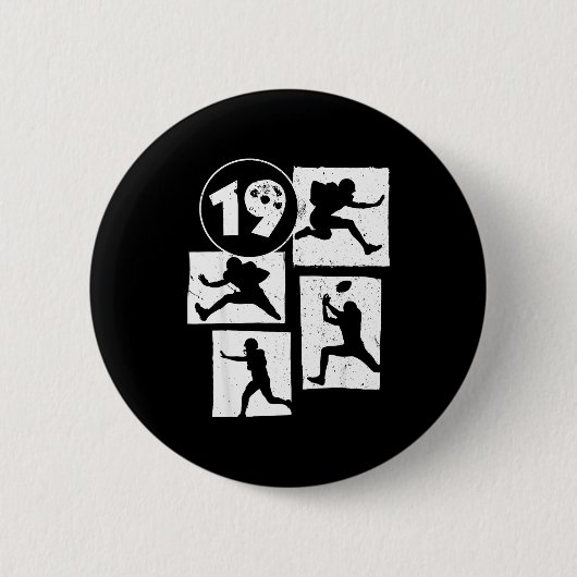 19th Birthday Retro American Football 19 Years Old Button (Vorderseite)