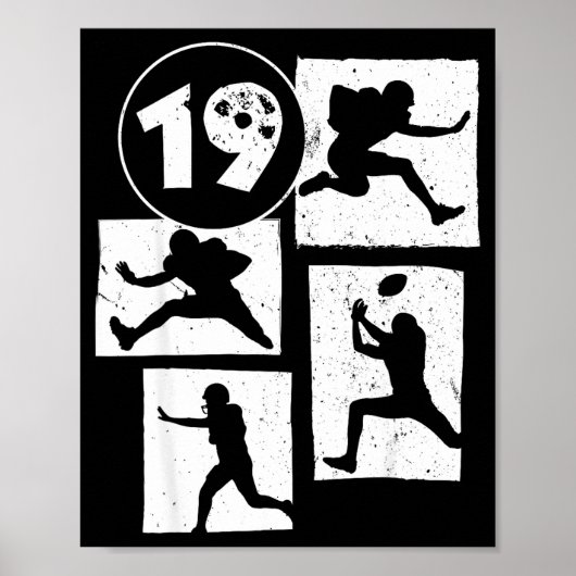 19th Birthday Retro American Football 19 Years Old Poster (Vorne)