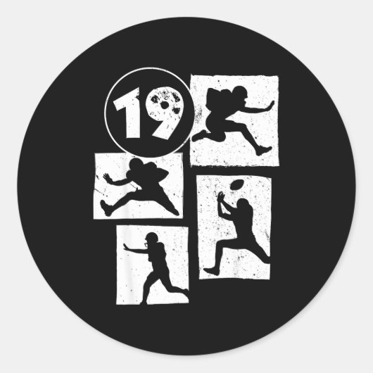 19th Birthday Retro American Football 19 Years Old Runder Aufkleber (Vorderseite)