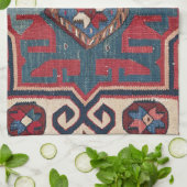 19th Century Colorful Red Blue Geschirrtuch (Gefaltet)