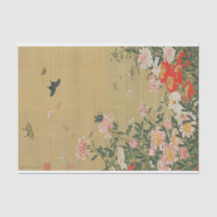 1. 芍 薬 群 図, 若 冲 Blume und Schmetterling, Jakuchu Seidenpapier