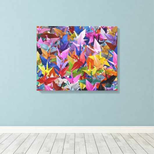 1.000 Origami-Krane 20" x 16" gepackte Canvas Leinwanddruck (Insitu (Holzboden))