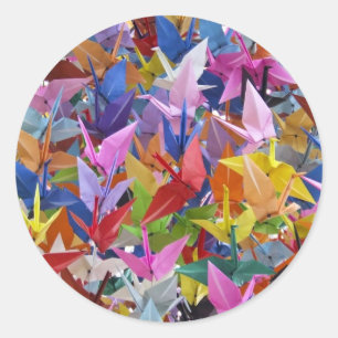 1.000 Origami Paper Cranes Foto Runder Aufkleber