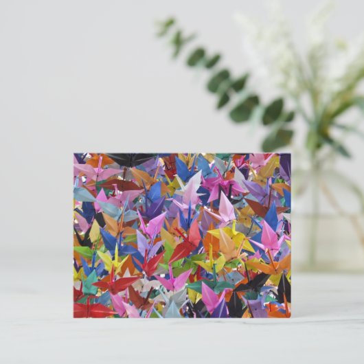 1.000 Origami Paper Cranes Postkarte (Stehend Vorderseite)