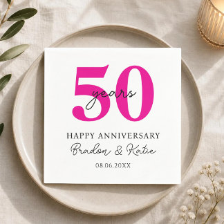 1. 10. 20. 30. 40. 50. Hochzeitstag Serviette