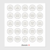 1,14" Weißer, individuell anpassbarer Kosmetikkorb Aufkleber (Blatt)