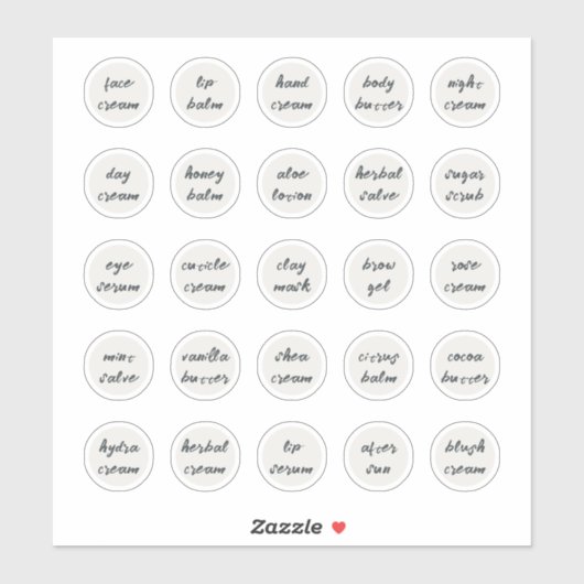 1,14" Weißer, individuell anpassbarer Kosmetikkorb Aufkleber (Blatt)