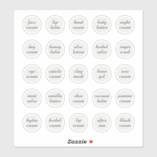 1,14" Weißer, individuell anpassbarer Kosmetikkorb Aufkleber (Blatt)