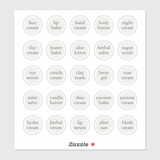 1,14" Weißer, individuell anpassbarer Kosmetikkorb Aufkleber (Blatt)