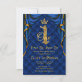 1. 1. Geburtstagsparty Royal Blue Gold Crown Einladung (Vorderseite)