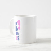 1+1=US-Tasse in blau und rosa, um Liebe zu zeigen. Kaffeetasse (Vorderseite Links)
