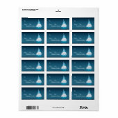 1.25"x2.75" Blauer weißer XMAS-Baumhaken auf Gesch Adressaufkleber (Vorne)