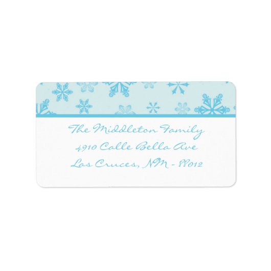 1.25"x2.75" Blue Snowflakes Mailing-Adressetikett Adressaufkleber (Vorne)