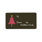 1.25"x2.75" Braun, roter XMAS-Baumhaken auf Gesche Adressaufkleber (Vorne)