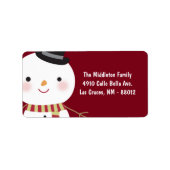 1.25"x2.75" Crimson Red Snowman Mailing-Adresse Adressaufkleber (Vorne)