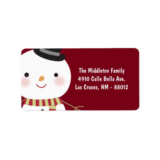 1.25"x2.75" Crimson Red Snowman Mailing-Adresse Adressaufkleber (Vorne)