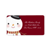 1.25"x2.75" Crimson Red Snowman Mailing-Adresse Adressaufkleber (Vorne)